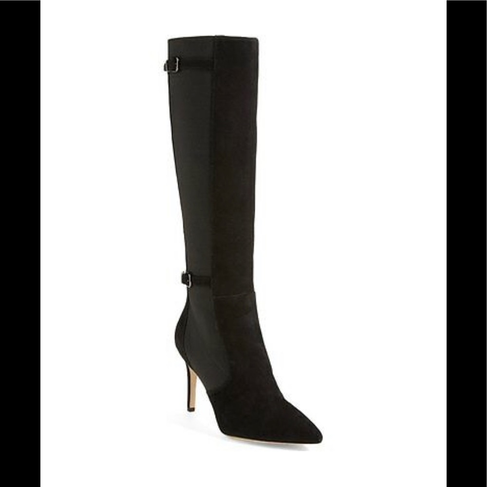 Via Spiga Cecil Pointy Toe Suede Black Boots size 8.5 - Like New!
